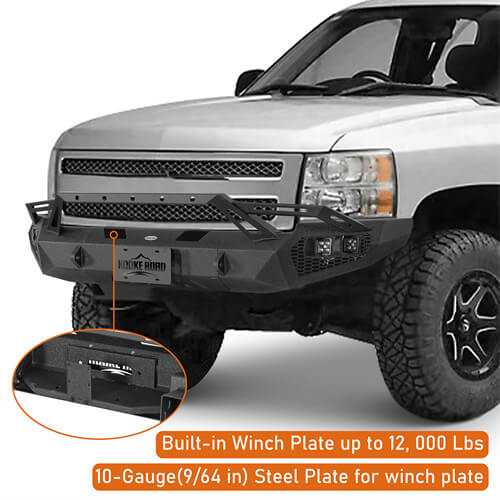 Road Trip Front Bumper w/ LED Spotlights For 2007-2013 Chevy Silverado 1500 2nd Generation - LandShaker-lsg9034-5