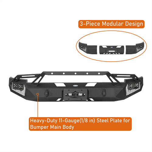 Road Trip Front Bumper w/ LED Spotlights For 2007-2013 Chevy Silverado 1500 2nd Generation - LandShaker-lsg9034-7