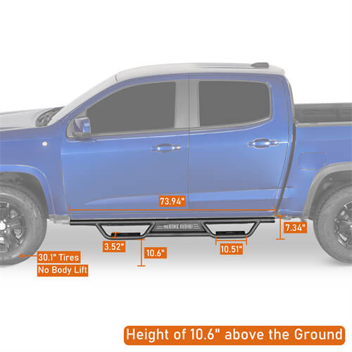 Road Trip Nerf Side Step Bars For 2015-2024 Chevy Colorado Crew Cab & GMC Canyon Crew Cab - LandShaker-lsg9103-10