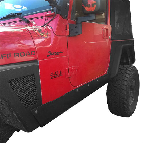 Jeep TJ Textured Steel Rock Slider Rock Guard Body Armor for 1997-2006 Jeep Wrangler TJ - LandShaker 4x4 ls1021 3