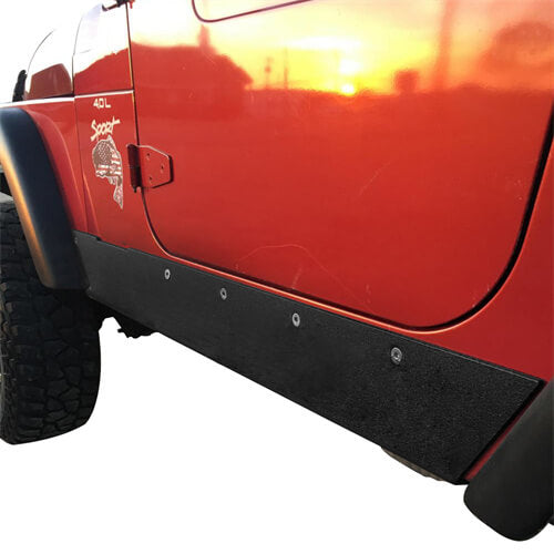 Jeep TJ Textured Steel Rock Slider Rock Guard Body Armor for 1997-2006 Jeep Wrangler TJ - LandShaker 4x4 ls1021 5