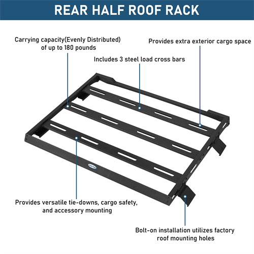 Rear Half Roof Rack For 2021-2025 Ford Bronco 4 Doors Hardtop - Landshaker4x4