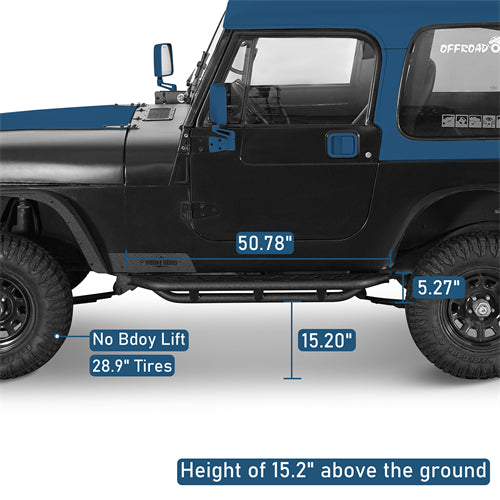 Nerf Side Step Bars For 1987-1995 Jeep Wrangler YJ - LandShaker