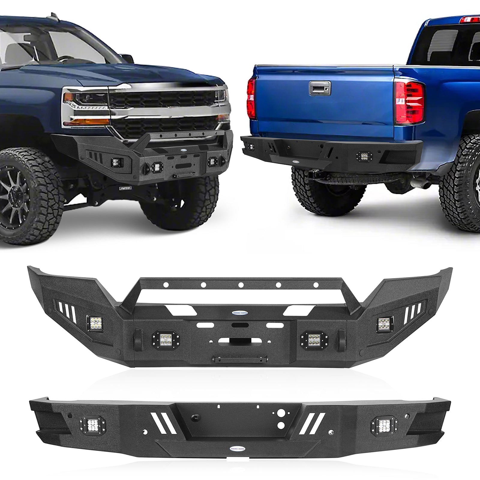 Bumper Silverado 2016 Steel Offroad Front & Rear Bumper For 2016-2018 Silverado 1500 - LandS