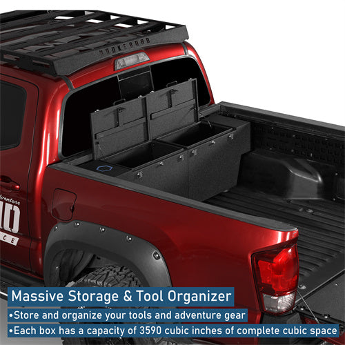 Truck Tool Box Lockable Storage Box Set For 2005-2023 Toyota Tacoma / 2015-2022 Chevy Colorado / GMC Canyon 5'2" Bed - Landshaker4x4
