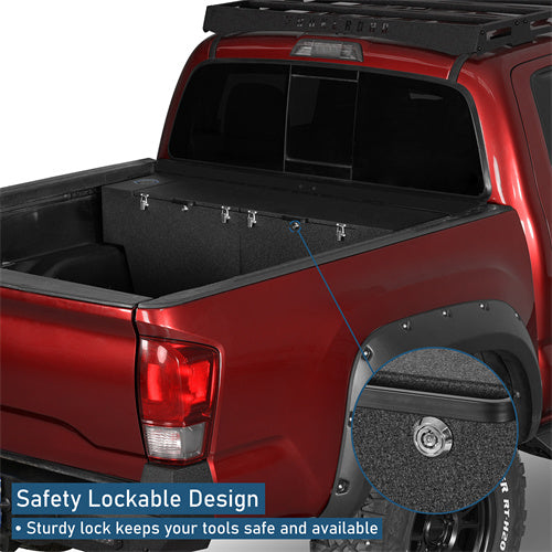 Truck Tool Box Lockable Storage Box Set For 2005-2023 Toyota Tacoma / 2015-2022 Chevy Colorado / GMC Canyon 5'2" Bed - Landshaker4x4