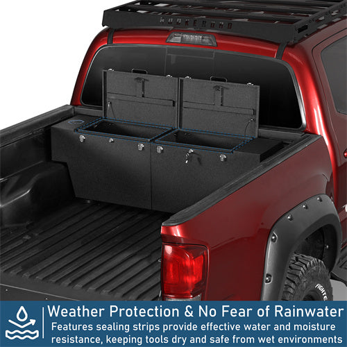 Truck Tool Box Lockable Storage Box Set For 2005-2023 Toyota Tacoma / 2015-2022 Chevy Colorado / GMC Canyon 5'2" Bed - Landshaker4x4