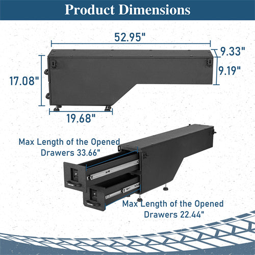 Wheel Well Storage Drawer System Truck Side Box For 2015-2022 Chevy Colorado GMC Canyon 5'2" Bed - LandShaker