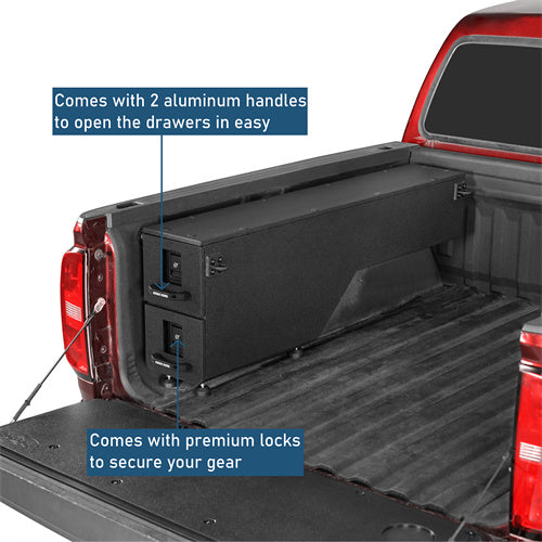 Wheel Well Storage Drawer System Truck Side Box For 2015-2022 Chevy Colorado GMC Canyon 5'2" Bed - LandShaker