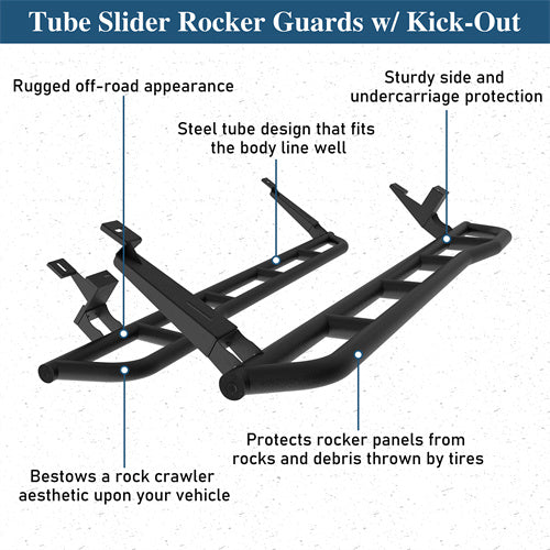 Tube Slider Rocker Guards w/ Kick-Out For 2003-2010 Porsche Cayenne 955/957 - Landshaker4x4
