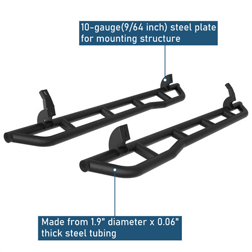 Tube Slider Rocker Guards w/ Kick-Out For 2010-2025 Toyota 4Runner (Excluding Limited, Nightshade, TRD Sport & 10-13 SR5) - Landshaker4x4