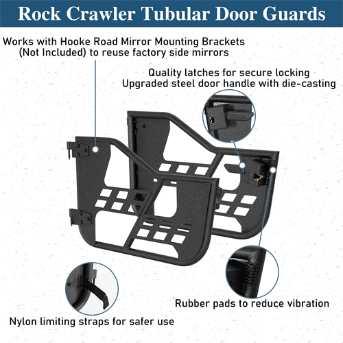 Rock Crawler Tubular Door Guards For 1997-2006 Jeep Wrangler TJ - Landshaker4x4