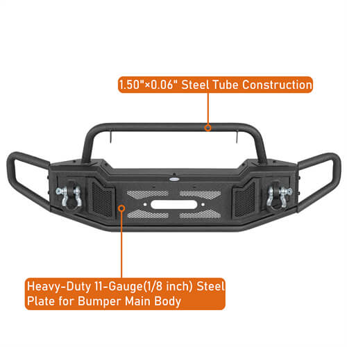 Tubular Front Bumper w/ Winch Plate For 2007-2018 Jeep Wrangler JK - Landshaker4x4