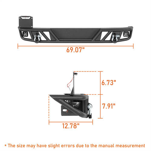 Tubular Rear Bumper w/LED Spotlights For 2007-2018 Jeep Wrangler JK - Landshaker4x4