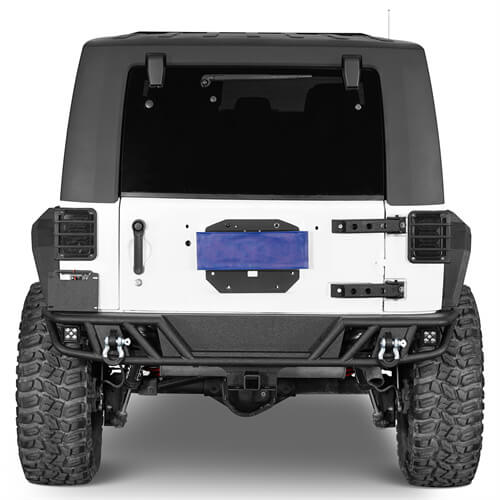 Tubular Rear Bumper w/LED Spotlights For 2007-2018 Jeep Wrangler JK - Landshaker4x4
