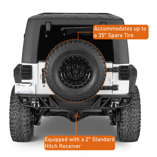 Tubular Rear Bumper w/LED Spotlights For 2007-2018 Jeep Wrangler JK - Landshaker4x4