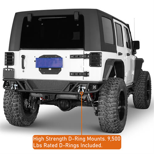 Tubular Rear Bumper w/LED Spotlights For 2007-2018 Jeep Wrangler JK - Landshaker4x4