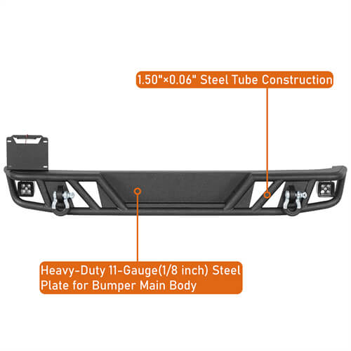 Tubular Rear Bumper w/LED Spotlights For 2007-2018 Jeep Wrangler JK - Landshaker4x4
