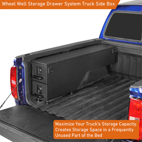 Wheel Well Storage Drawer System Truck Side Box For 2015-2022 Chevy Colorado GMC Canyon 5'2" Bed - LandShaker