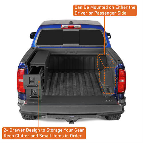 Wheel Well Storage Drawer System Truck Side Box For 2015-2022 Chevy Colorado GMC Canyon 5'2" Bed - LandShaker