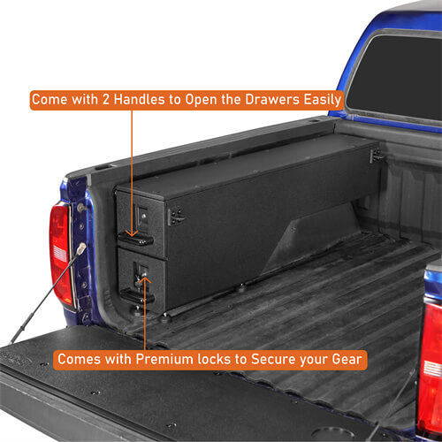 Wheel Well Storage Drawer System Truck Side Box For 2015-2022 Chevy Colorado GMC Canyon 5'2" Bed - LandShaker