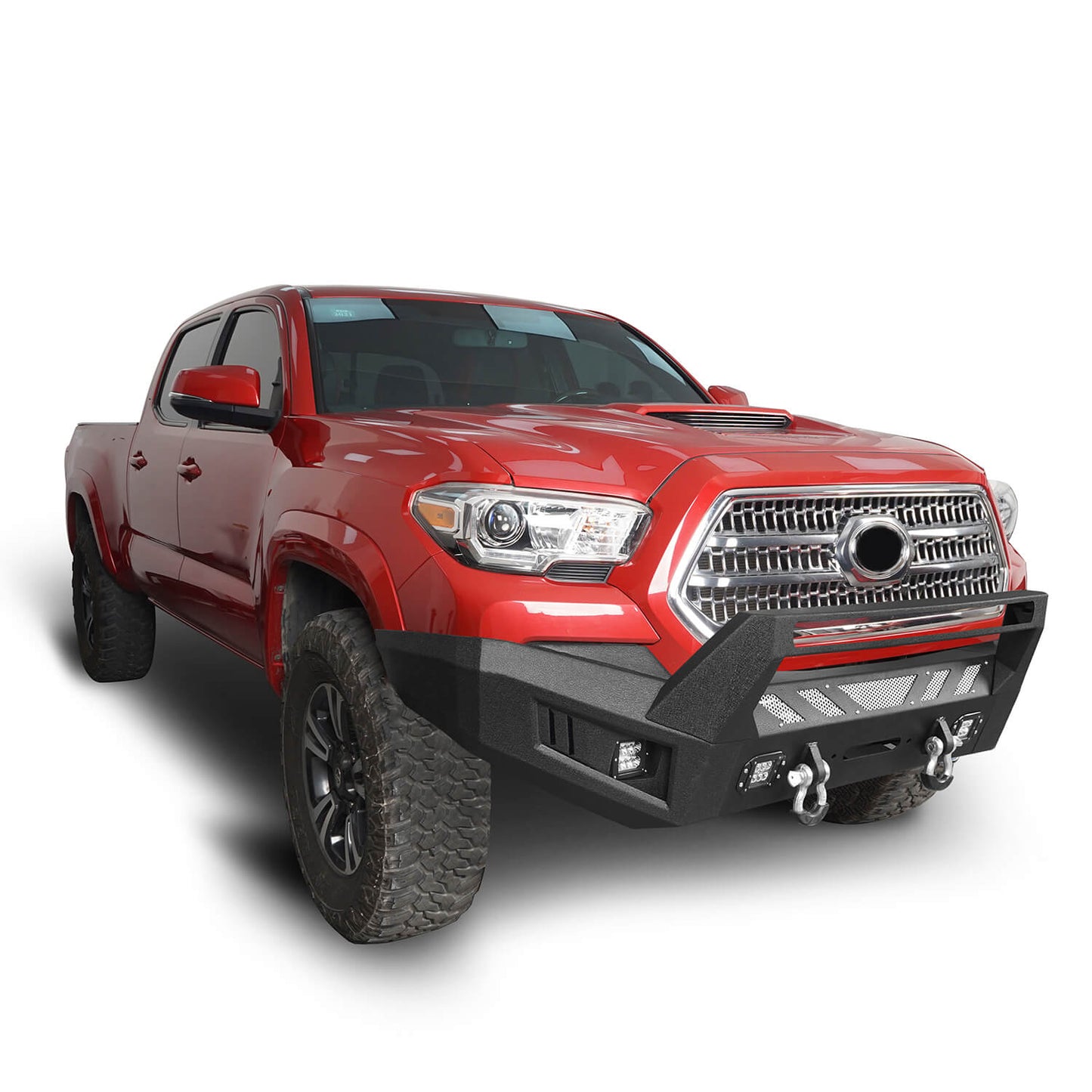 Full-Width Front Bumper with Low-Profile Hoop for 2016-2022 Toyota Tacoma 3rd Gen - LandShaker 4x4 b4201-3