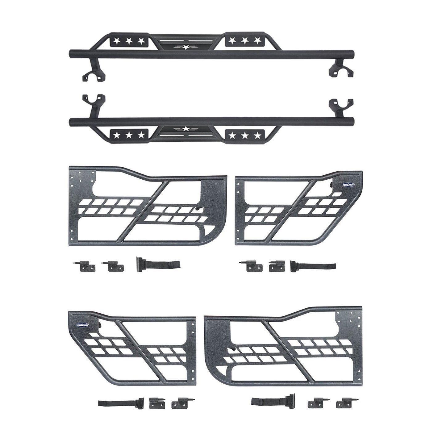 4 Door Side Steps & Tubular Half Doors Combo(07-18 Jeep Wrangler JK)-LandShaker
