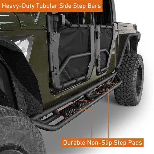 4-Door Running Boards & Tubular Half Doors Combo for 2020-2023 Jeep Gladiator  - LandShaker 4x4 LSG.3009+7000 17