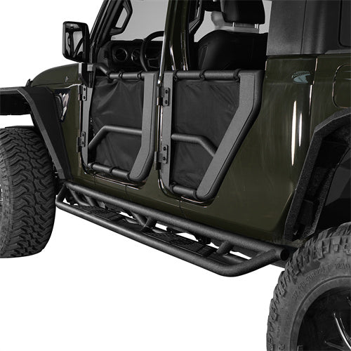 4-Door Running Boards & Tubular Half Doors Combo for 2020-2023 Jeep Gladiator  - LandShaker 4x4 LSG.3009+7000 6