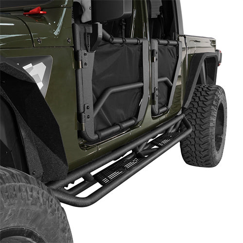 4-Door Running Boards & Tubular Half Doors Combo for 2020-2023 Jeep Gladiator  - LandShaker 4x4 LSG.3009+7000 8