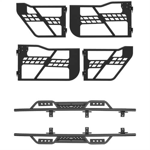 Jeep JT 4-Door Side Steps & Tubular Half Doors for 2020-2023 Jeep Gladiator - LandShaker 4x4 LSG.3009+7001 2