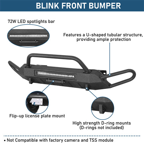 Blink Stubby Front Bumper w/ Side Tube Guard For 2016-2023 Toyota Tacoma - Landshaker4x4