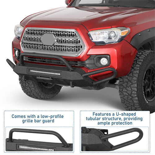 Blink Stubby Front Bumper w/ Side Tube Guard For 2016-2023 Toyota Tacoma - Landshaker4x4