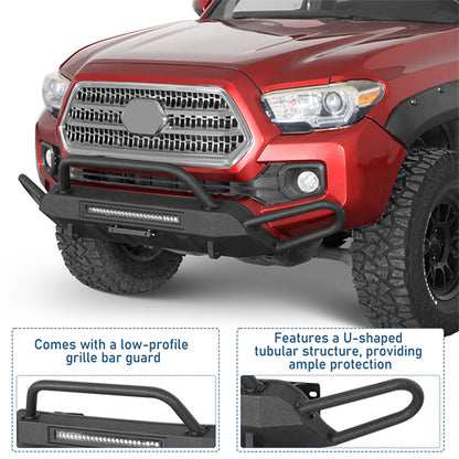 Blink Stubby Front Bumper w/ Side Tube Guard For 2016-2023 Toyota Tacoma - Landshaker4x4