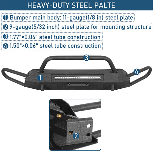 Blink Stubby Front Bumper w/ Side Tube Guard For 2016-2023 Toyota Tacoma - Landshaker4x4