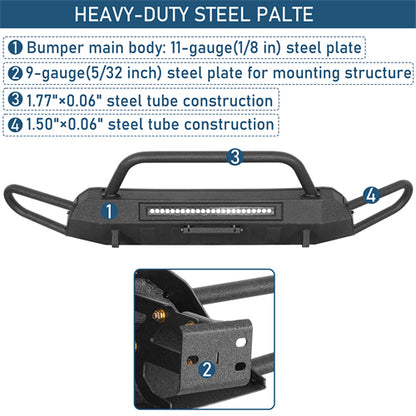 Blink Stubby Front Bumper w/ Side Tube Guard For 2016-2023 Toyota Tacoma - Landshaker4x4