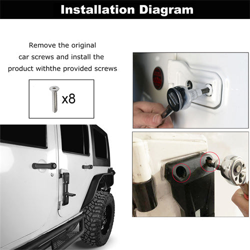 Aluminum Door Hinge Steps Pack of 2 For 2007-2022 Jeep Wrangler JK & JL - LandShaker4x4
