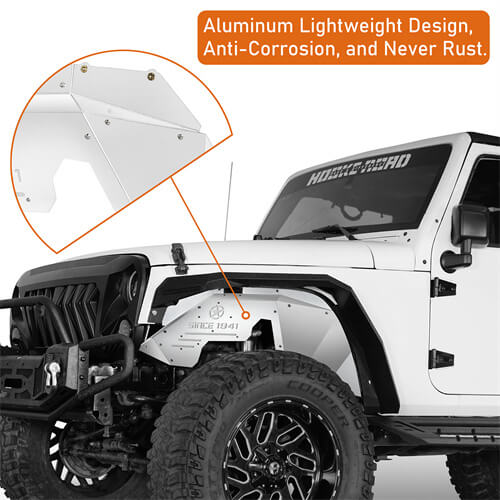 Aluminum Front & Rear Inner Fender Liners For 2007-2018 Jeep Wrangler JK - LandShaker4x4