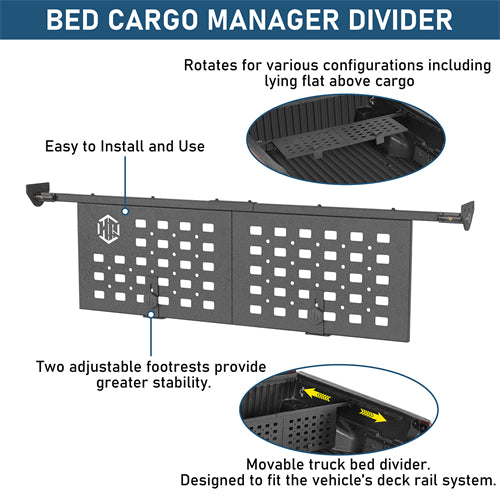 Bed Cargo Manager Divider For 2005-2023 Toyota Tacoma - Landshaker4x4