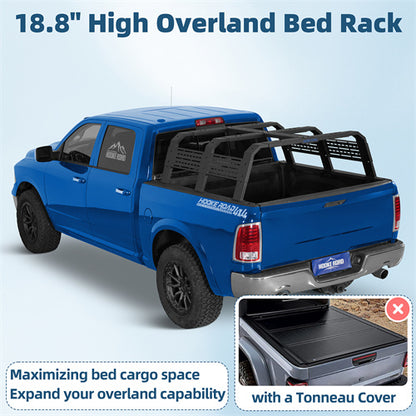 18.8" High Overland Bed Rack For 2007-2023 Toyota Tundra / 2005-2023 Tacoma(6' Bed) / 2009-2023 Ford F-150 & Raptor / 2009-2023 Ram 1500 - Landshaker4x4