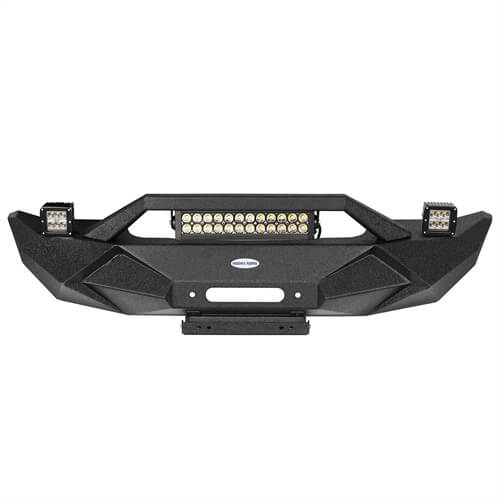 Blade Front Bumper w/ 60W Work Light Bar & Different Trail Rear Bumper Combo Kit for 2007-2018 Jeep Wrangler JK JKU - LandShaker 4x4 LSG.2031+2030 12