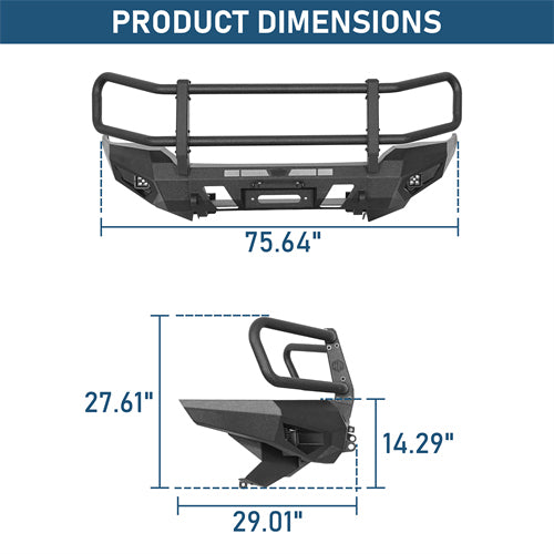 ExplorerX Front Bumper w/ Grille Guard For 2014-2024 Toyota 4Runner(Excluding Limited Models) - Landshaker4x4