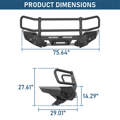 ExplorerX Front Bumper w/ Grille Guard For 2014-2024 Toyota 4Runner(Excluding Limited Models) - Landshaker4x4