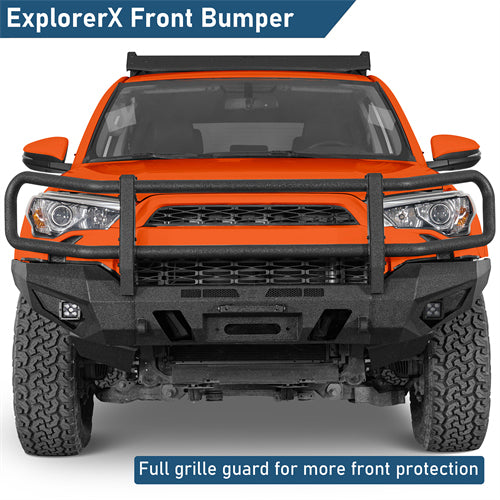 ExplorerX Front Bumper w/ Grille Guard For 2014-2024 Toyota 4Runner(Excluding Limited Models) - Landshaker4x4