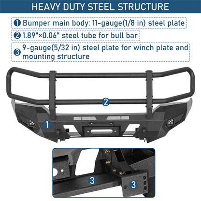 ExplorerX Front Bumper w/ Grille Guard For 2014-2024 Toyota 4Runner(Excluding Limited Models) - Landshaker4x4