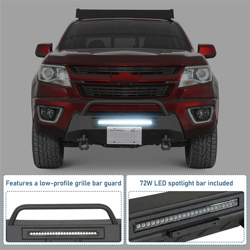 Blink Stubby Front Bumper w/LED Spotlight Bar For 2015-2020 Chevy Colorado(Excluding ZR2 Models) - Landshaker4x4