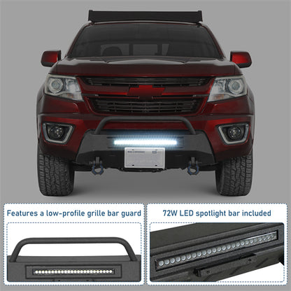 Blink Stubby Front Bumper w/LED Spotlight Bar For 2015-2020 Chevy Colorado(Excluding ZR2 Models) - Landshaker4x4