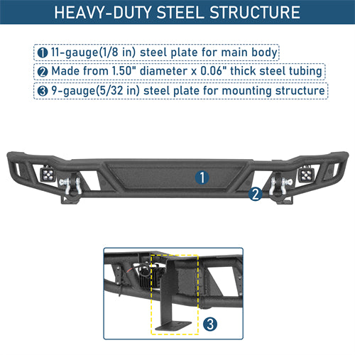 Tubular Rear Bumper For 2021-2025 Ford Bronco Excluding Raptor - Landshaker4x4