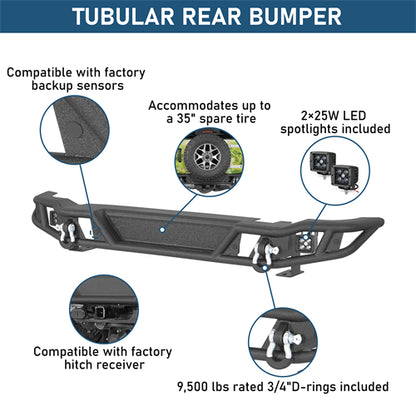Tubular Rear Bumper For 2021-2025 Ford Bronco Excluding Raptor - Landshaker4x4