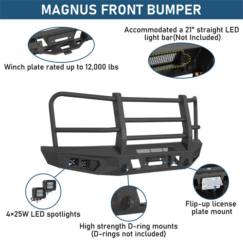 agnus Front Bumper w/ Grille Guard For 2015-2017 Ford F-150 (Excluding Raptor) - Landshaker4x4